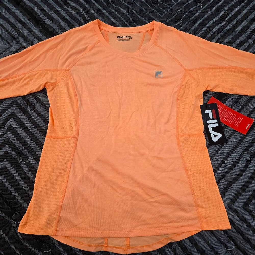 Fila Training Women's Bright Orange Long Sleeve Athletic Shirt W Mesh - Large